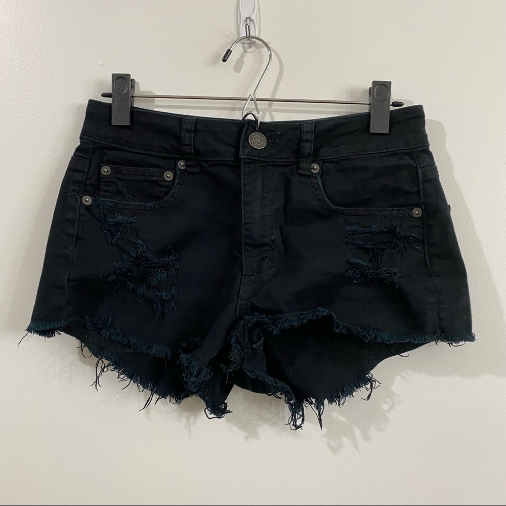 AEO Stretch Black Jean Shorts Size 6